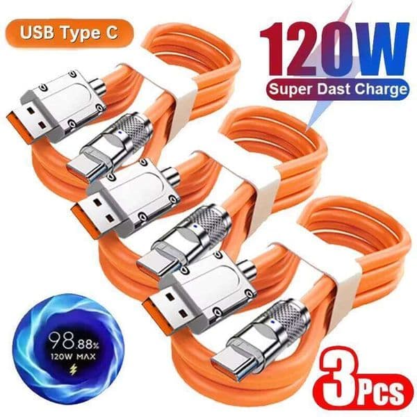 2026 New Quick USB Charger Cable for Huawei Samsung Xiaomi 120W 6A Super Fast Charge Type C