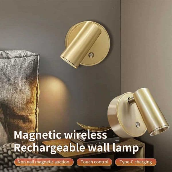Magnetic LED Wall Lamp USB Rechargeable Touch Switch Wall Lights Spotlight Cordless Dimmable Bedroom Bedside Reading Lamp H260427