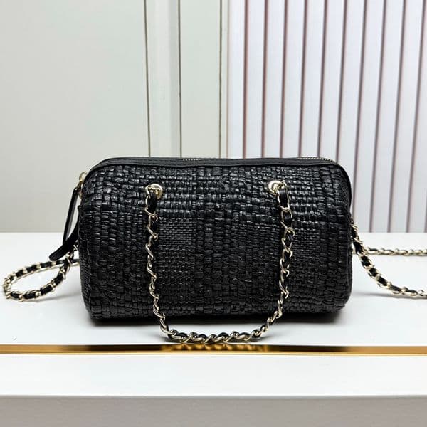 Bowling Luxury Handheld Cosmetic Bag Designer Lady Shoulder Classic Knitted Straw Weave Matelasse Chain Crossbody Wallet Evening Dress Bags Card Holder