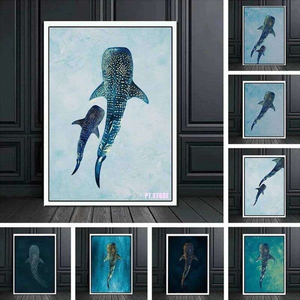 Sea Creatures Giant Whale Sharks Art Posters Animal Canvas Painting Nordic Murals Living And Children'S Room Decor Unframed 26L0427