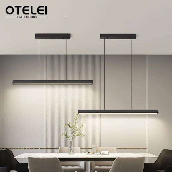 LED Table Pendant Light Simple Long Strip Office Bar Decor Droplight Living Dining Room Kitchen Island Home Lighting