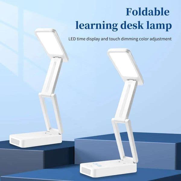 Foldable LED Desk Lamp Rechargeable 3 Color Eye Care Soft Touch Stepless Dimming USB Study Table Light for Bedroom Office
