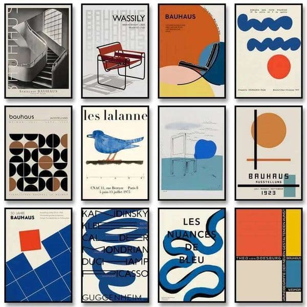Geometric Exhibition Posters Bauhaus Movement Print Minimalist Abstract Wall Art Canvas Painting for Modern Home Decor 26L0427