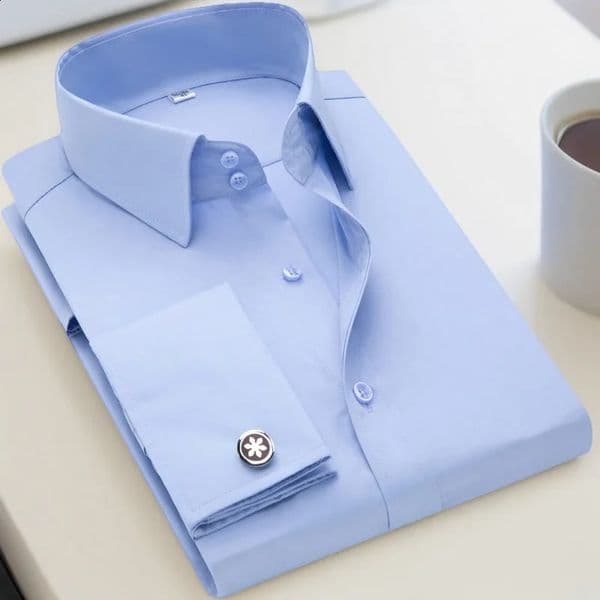 Mens French cufflinks shirt mens slim fit long sleeved business sleeve nail free business formal mens solid color shirt 260421