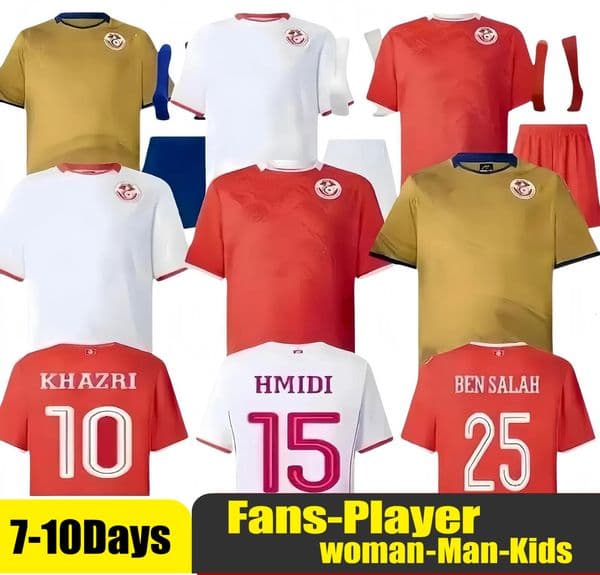 2025 2026 Tunisia Africa Cup National Team Soccer Jerseys ACHOURI HANNIBAL ABDI MASTOURI SASSI SKHIRI 26 fans player Football Shirt men kids2