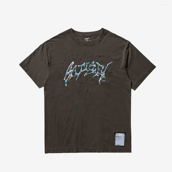 Men's T Shirts Fashionable Round Neck Short Sleeve T-Shirt With Splashed Ink Print Loose Fit Summer Casual Wear For Young Men
