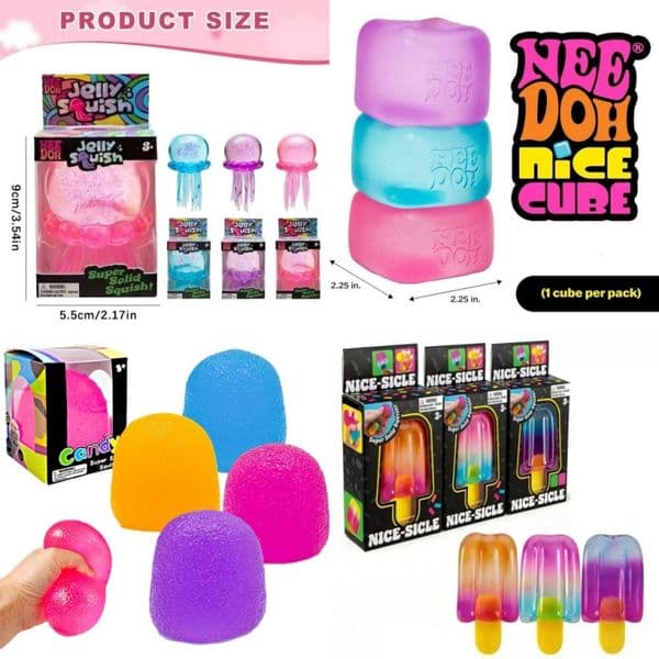 STOCK Needoh Nice Cube Fuzz Ball Stress Reliever Fidget Tool Jelly Squeezing Toy Jellyfish Shape Swinging Tentacles Bring Sensory Fun Parent Child Interactive F