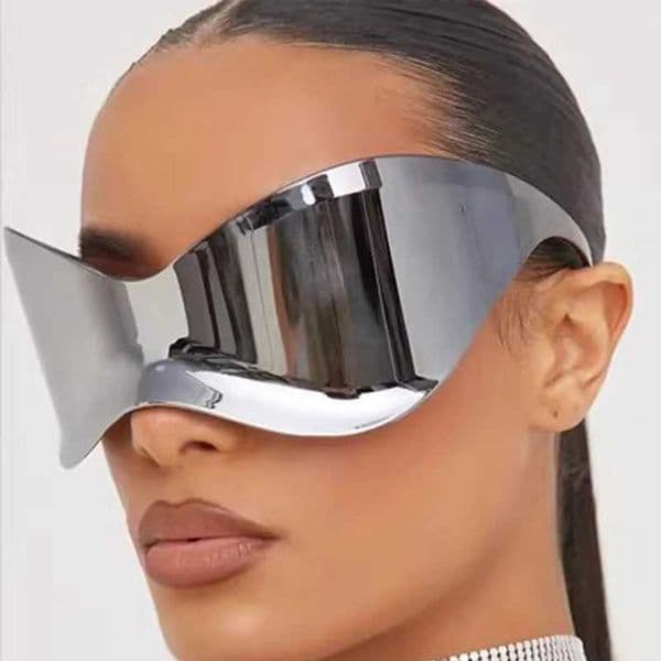 Oversized Rimless Mask Sunglasses Women Y2K Punk Sport Wrap Around Sun Glasses for Men Fashion Futuristic Shield Cycling Eyewear S260427