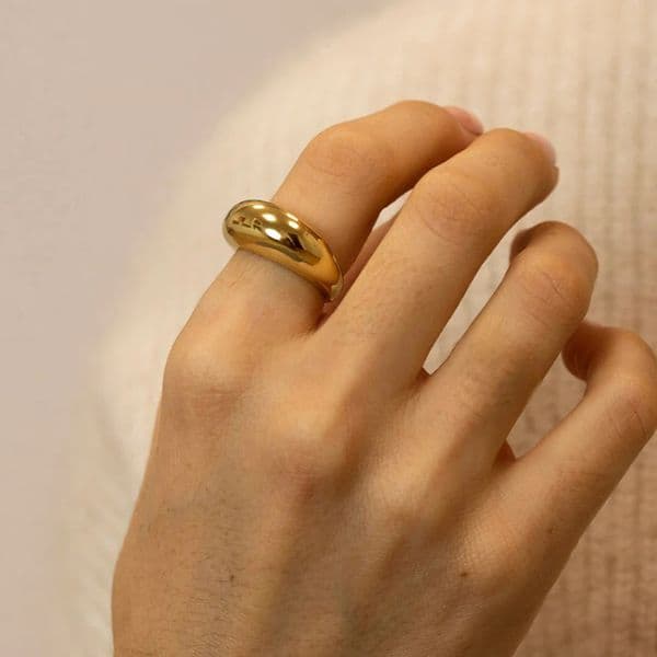 COLALA Waterproof Fashion Simple Stainless Steel Rings for Women Arc Jewellery No fading Geometric Ring Size 5 6 7 8 260427