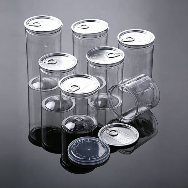 85mm Diameter jars PET Plastic Storage Cans with Pull-Tab Lids, Leak-Proof Airtight Sealed Containers for Kitchen Pantry,Candy, Coffee Beans