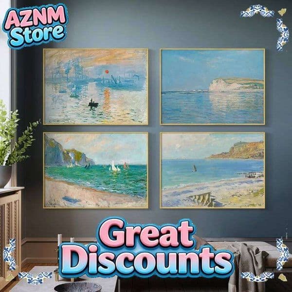 Nordic Style Claude Monet Impressionist Canvas Art Prints Retro Abstract Wall Pictures Poster For Living Room Home Decor 26H0427