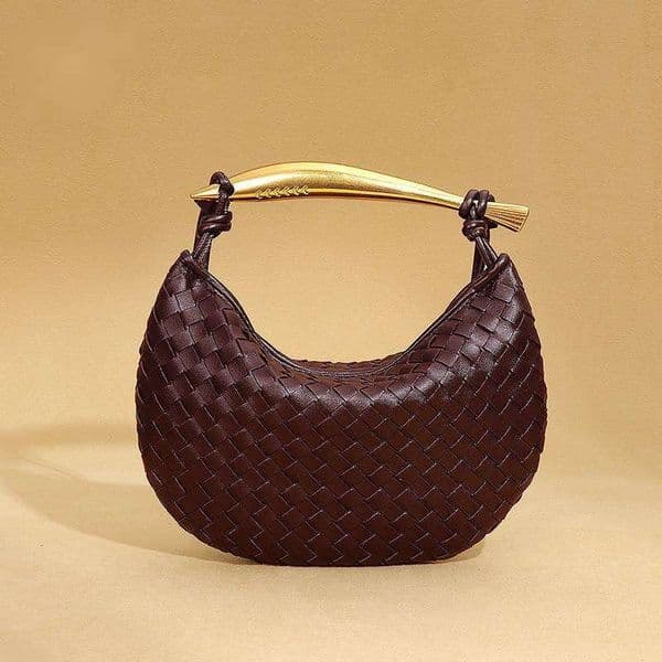 Foreign New Solid Color Dumpling Handwoven Half Moon Sardine Handbag Casual Shoulder Crossbody Women S Bag