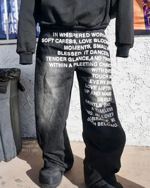 American retro patterned alphabet men jeans personalized street clothing Y2K goth men and women fashion casual pants 260424