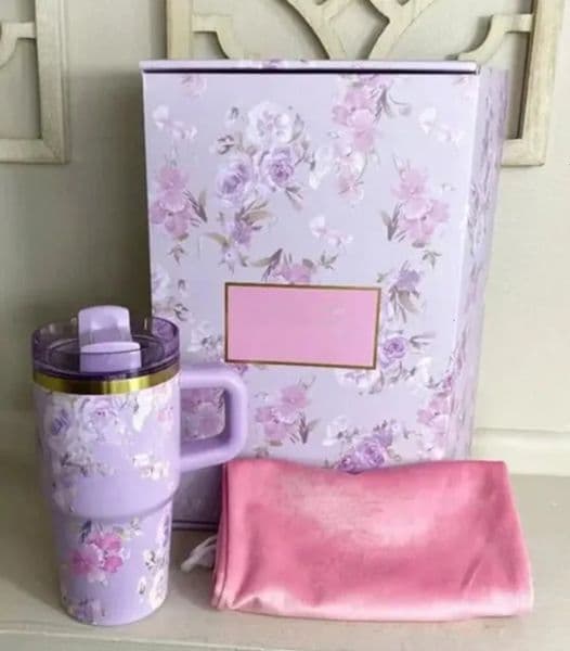 Luxury Designer Decor US STOCK Mini 14Oz TUMBLER Early Lilac Blue Magnolia Stainless Steel Tumbler 40Oz Silicone Handle Lid And Straw Cute S 6 17