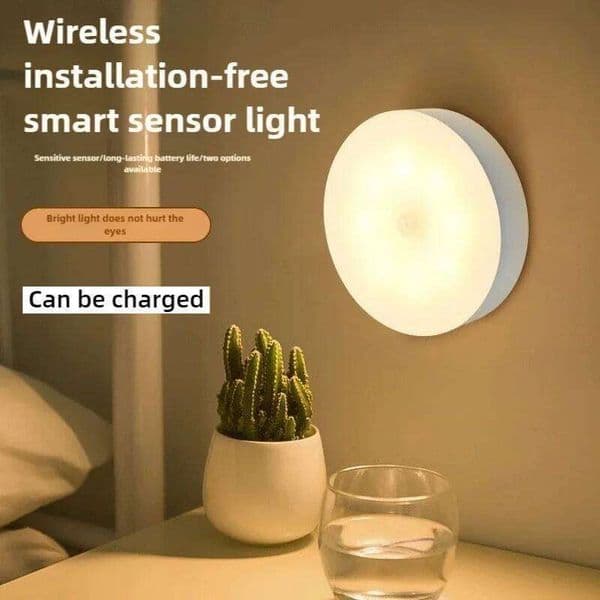 White/Warm LightNo Wiring Magnetic Night Light, Motion Sensor 3-6M, Rechargeable Dimmable, Auto On/Off for Bedroom Closet