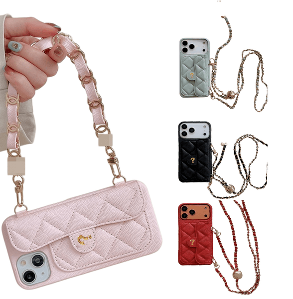 For 17 Pro Max Crossbody Phone Designer iPhone ProMax 14 13 12 11 15 16 Plus Phonecase Card Holder Bag Leather Wallet Case Chain Lanyard S1