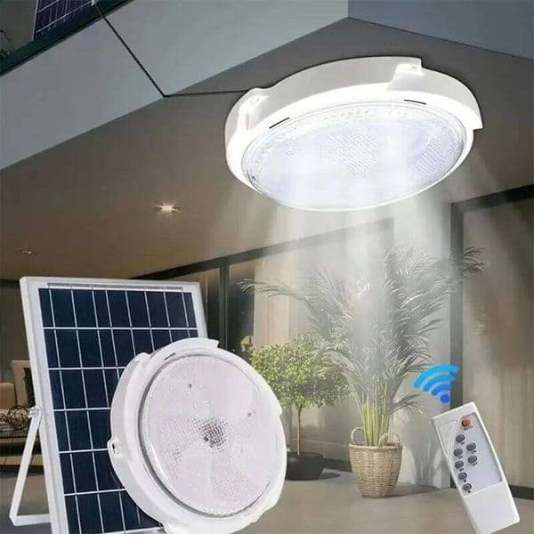 LED Ceiling Light 25/60W Solar Lamp Outdoor Waterproof Remote Control for Garden Hallway Indoor Liaving Room