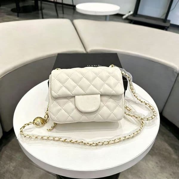 Designer Shoulder Bag Leather Bags Gold Ball Lady Purse Luxury Brand Handbag Black white Color Purse sac Single-shoulder crossbody chain bag
