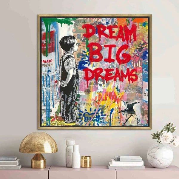 Boy Poster Dream Big Graffiti Canvas Painting Print Home Vintage Street Art Wall Decor Personalized Gift 26H0427