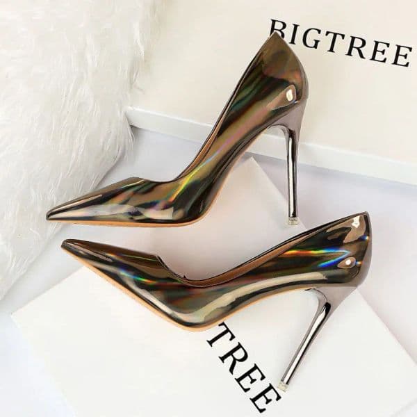 Miss Z Womens wedding dress shoes lady high heels patent leathers Women pump Pump Laminated calf leather