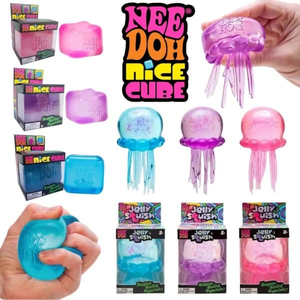 STOCK Needoh Nice Cube Fuzz Ball Squishy Blind Box Series Various Colors Needohs Cute Jellyfish Modeling Stress Relief Relax Fun Toy Free Shipping