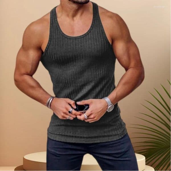 Men's Tank Tops Summer Bodybuilding Vest Gym Workout Fitness Sleeveless Shirt Running Top Stringer Stripe Men Tanks