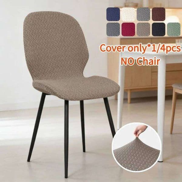 1/4pcs Solid Color Jacquard Curved Stretch Dining Room Chair Slipcovers Home Decor Seat Cover for Hotel Wedding 26W0427