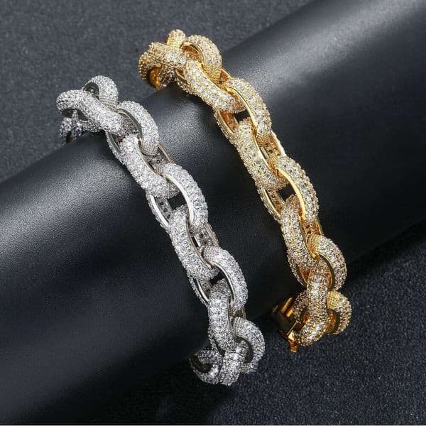 Unique Street Ice with VVS Style O-Chain 12mm Cuban Necklace, Personalized Trendy Micro-Inlaid Zircon Men's Hip-Hop Jewelry
