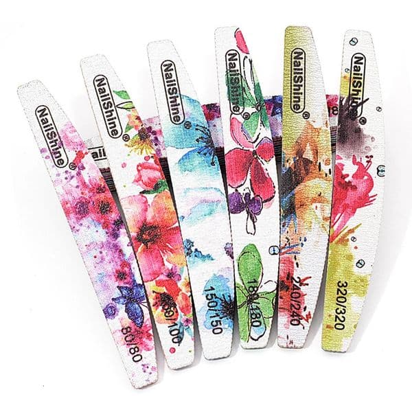 50 Pcs/Lot Double Sides Nail File Professional Strong Thick Printing Half Month Acrylic Files Polishing Manicure Tools Wholesale 260427