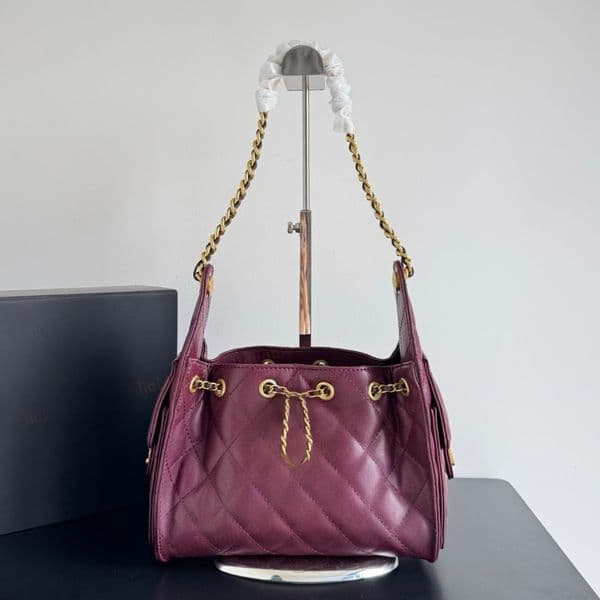 Two-Tone Suede u0026 Leather Quilted Hobo Bag Convertible Chain Strap Shoulder Handbag Elegant Daily Crossbody