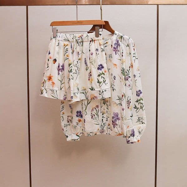 High-End Women's Clothing Autumn New French Retro Style Shirt Top A-Line Shorts Embroidered Suit For Women Mdng260427