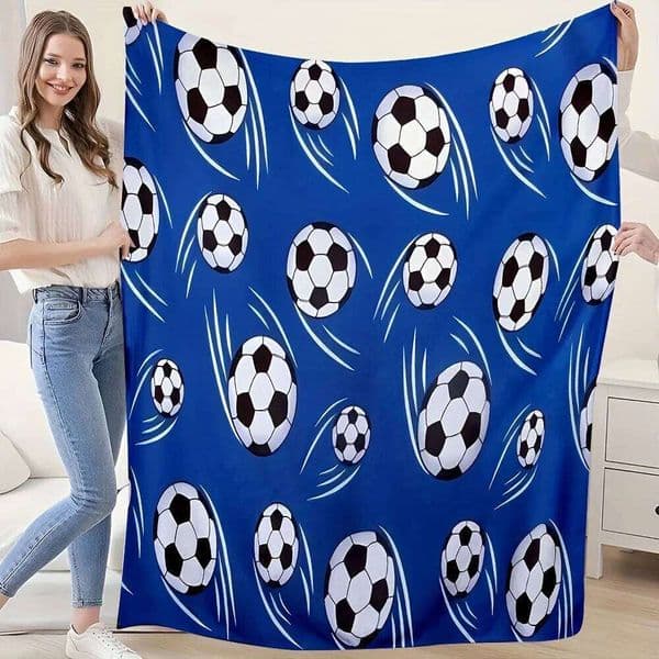 Personalized Soccer Ball Blanket Name Sport Pattern Soft Fleece Throw Gift Home Decor Football Theme Football mat 26L0428