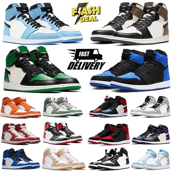 Men Designer 1 Basketball Shoes 1S University Blue Dark Mocha Chicago Top UNC Hyper Royal High Bloodline Satin-Snake Taupe Haze Women Trainers Sneakers Eur