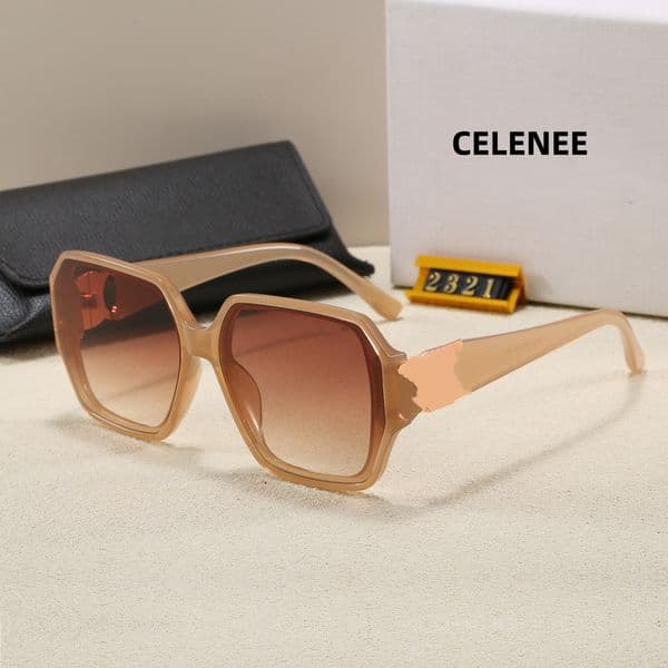 New Irregular Women Sunglasses Gradient Lens Luxury Metal Temple UV 400 Fashion Big Frame Face Slim Shades Female Outdoor Driving Sun Glasses