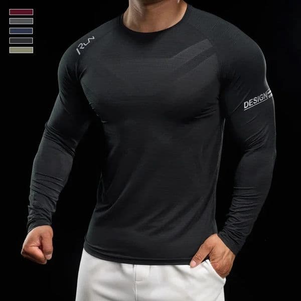 Men Running T-shirt Jogging Tracksuit Athletic Shirt Compression Long Sleeves Sport Tees Gym Fitnes Muscle Fit Shirt 260427