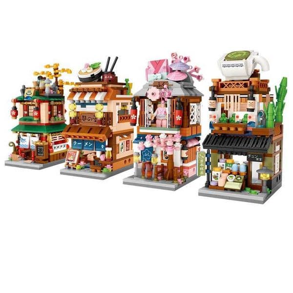 LOZ Street View series Matcha Shop Kimono shop Ramen Canteen Hot House boys children building blocks Birthday gift L260428