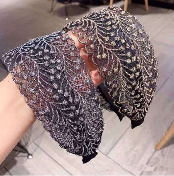 Lace Embroideried Flower Headband Wide Women Hoop Head Bands Toothed Non-slip Hairband Bezel Hair Accessories Headdress