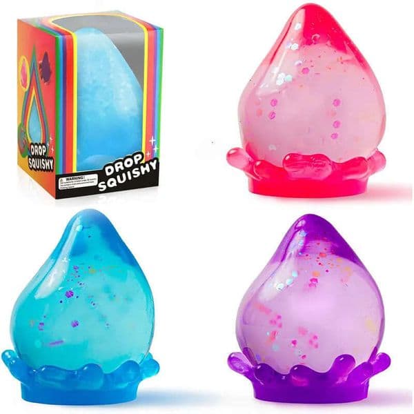 Needoh Glitter Drop Squishy toys, children's and adult stress relieving squeeze balls, Fidget sensory toys to relieve anxiety, office desk decoration gifts