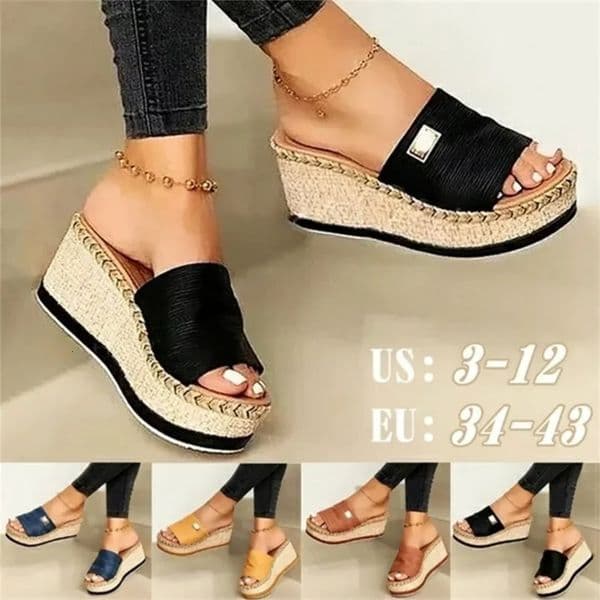 Womens High Heels Sandal Thick Bottom Casual Shoes Ladies Leisure Summer Wedges Sandals Woman Shoes Women Platform Mules Slipper 260427