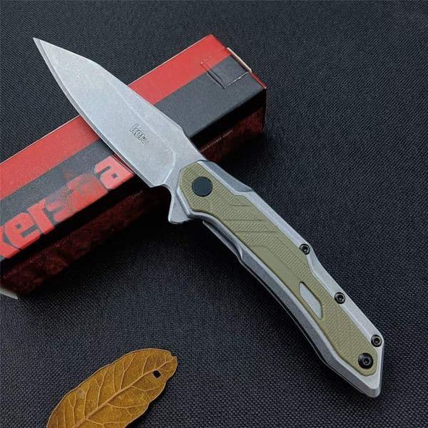 KS 1369 Folding Pocket Knife Assisted Flipper 2.95 Inch 8Cr13Mov Stonewashed Clip Point Blade G10 Handle for Camping EDC thumbnail 2