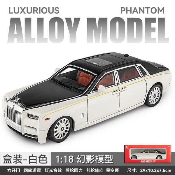 118 Scale Rolls-Royce Phantom Large Sound and Light Pull-Back Car Childrens Toy Realistic Alloy Car Model Collectible Display Piece L260428