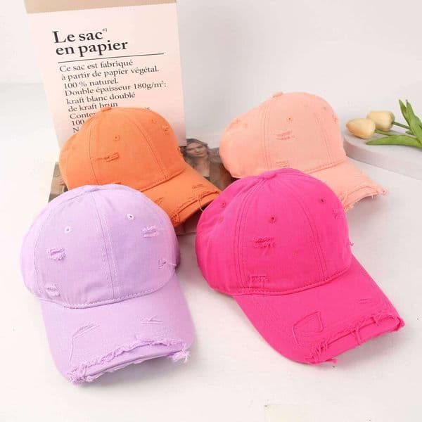Hot Sale Washed Cotton Retro Distressed style High Quality Baseball Women Dopamine Cap Outdoor Hats S260427