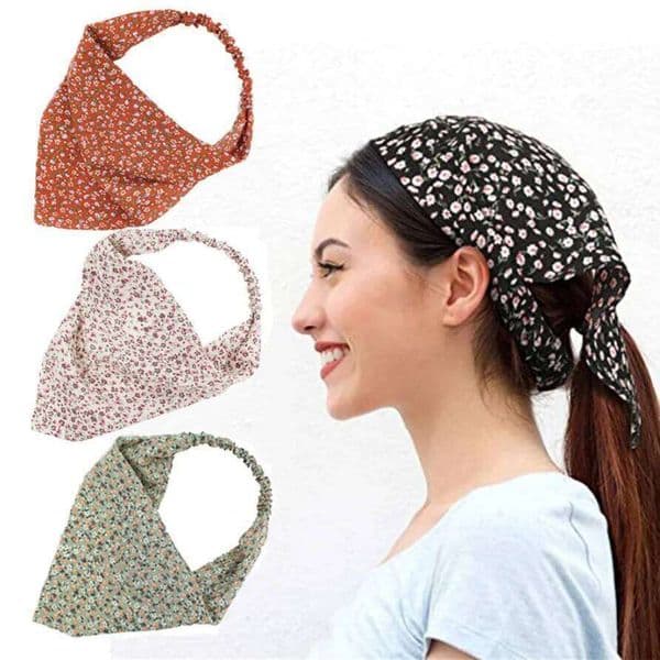 Chiffon Floral Turban Hairband Straps Triangle Daisy Bandana Hair Accessories Soft Head Kerchief Scarf for Women Girl