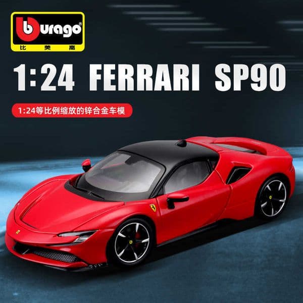 Burago 124 SF90 Sports Car Model Simulation Alloy Car Model Boys Ferrari Toy Car L260428