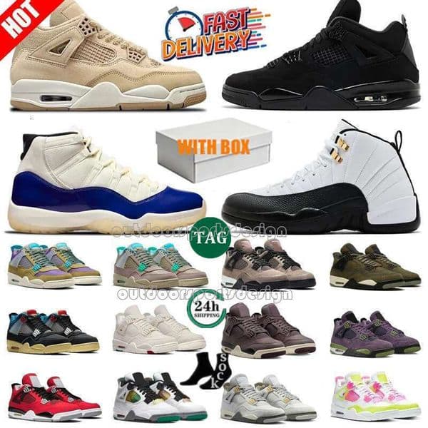 Basketball Shoes Designer 4s 5s 11s 12s Unc Top Mens Womens Fire Red Metallic Reimagined Black Cat 4 SP Infrared Retro Carmine White Cement Grey Pink Trainers