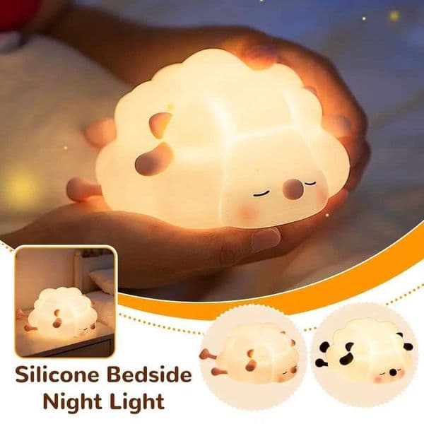 Rechargeable Big Face Sheep LED Night Light - Anti-blue Light Eye Care Bedside Lamp - 3 Brightness Levels Kid Touch Sensor Light H260428