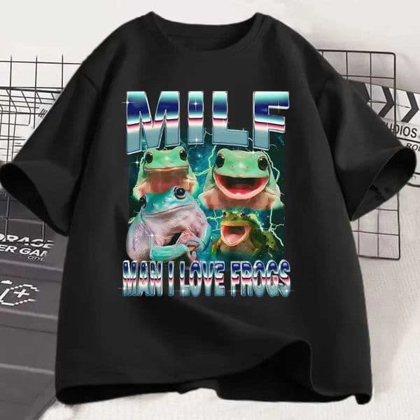 MILF Man I Love Frogs Funny Frog Meme Graphic T Shirt Fashion Vintage T-shirts Women Short Slve T-shirt Graphic T Shirts Y2K T260428