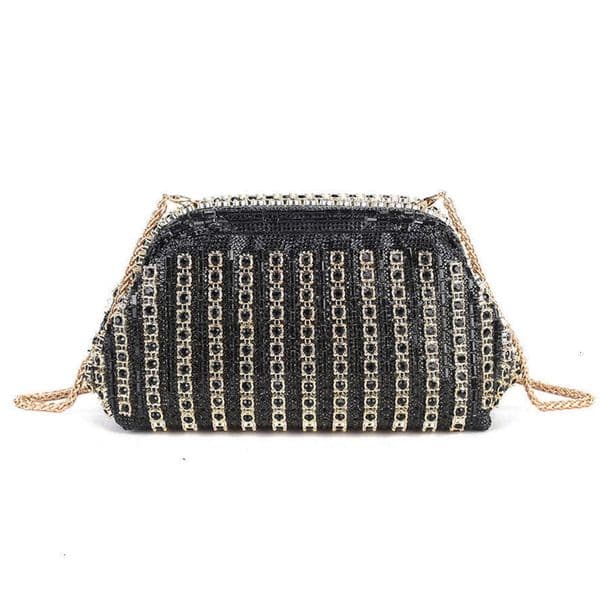 OLOEY High-End Cheongsam Evening Party Bag, Sparkly Colorful Diamond & Rhinestone Chain Design, Socialite Underarm Clutch Crossbody Purse Noble Bag