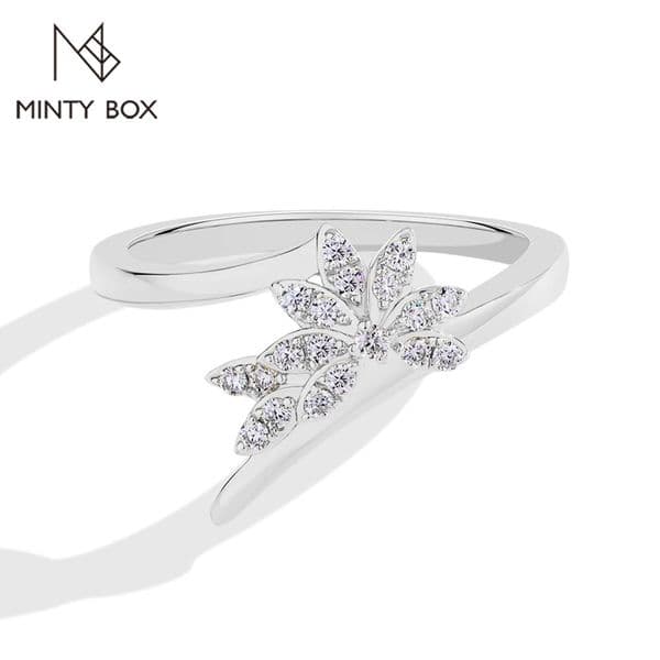 MINTYBOX Ring S925 Sterling Silver Flower D VVS1 Lab Diamond Engagement Rings For Women y Wedding Jewelry Gift 260428