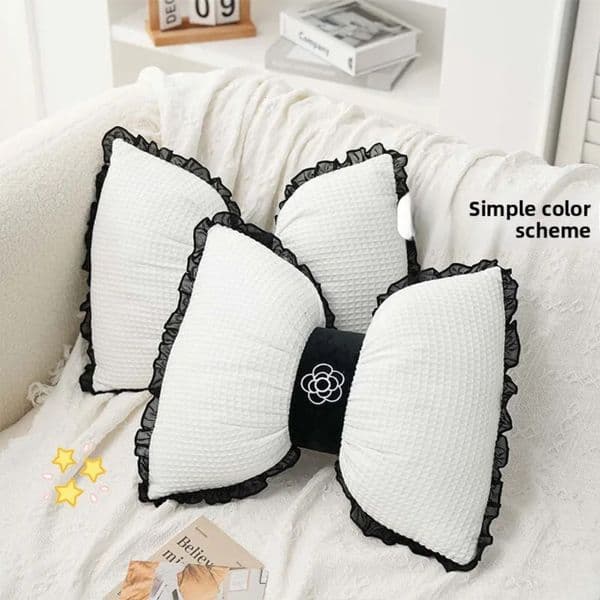 Luxury Designer Decorative Waffle Bowknot Cushion: Lace Edge Camellia Lumbar Pillow For Living h Room Support Shipping 04 66